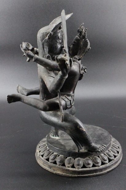 SOUTH ASIA- Bronze group depicting 2 deities...