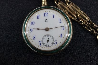 OMEGA- Montre de col en or jaune émaillé...