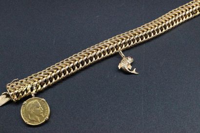 Bracelet en or jaune articulé avec 1 pièce...