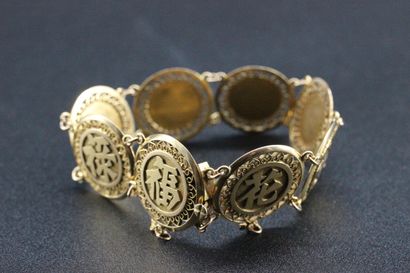 Bracelet en or jaune avec pièces en or, travail...
