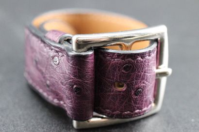 HERMES- Bracelet en cuir d'autruche modèle...