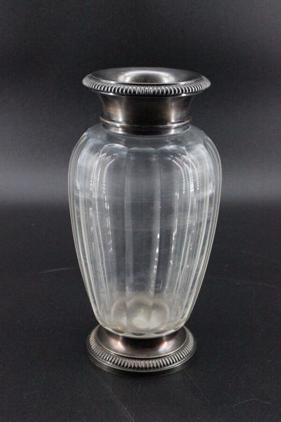 Maison ODIOT- Crystal vase with silver mounting....