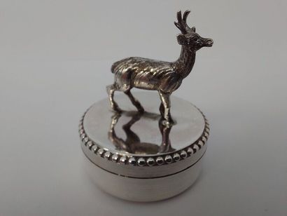 Milk tooth box, round with lid, in sterling...