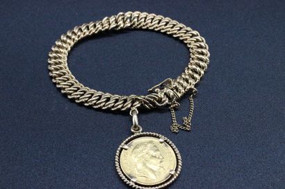 Bracelet en or jaune orné d'une pièce de...