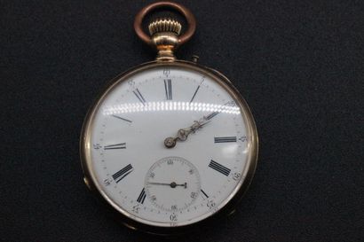 Montre de gousset en or jaune, cadran émaillé...