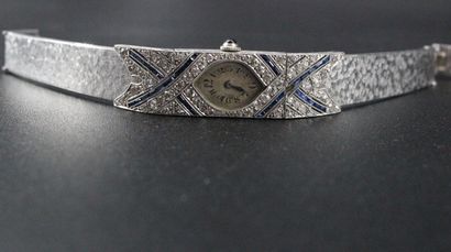 Montre bracelet en or blanc, brillant et...