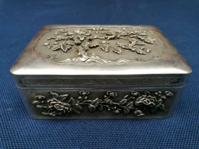 Silver box decorated with flowers, foreign...