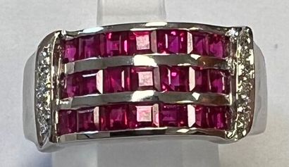 Bague Jaretière en or blanc 750°/.(18K) 8g20...