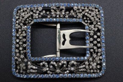 Silver shoe buckle ? adorned with blue and...