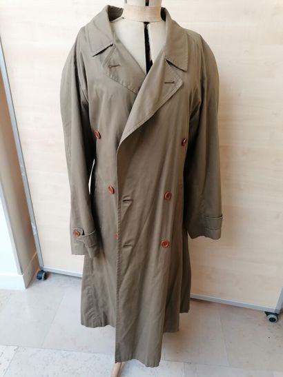 YVES SAINT LAURENT- Khaki green cotton raincoat,...