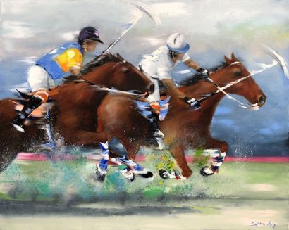 SPAHN Victor ( 1949 )
Les joueurs de polo.
Huile...