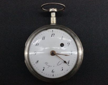 Montre oignon en argent, le cadran signé...