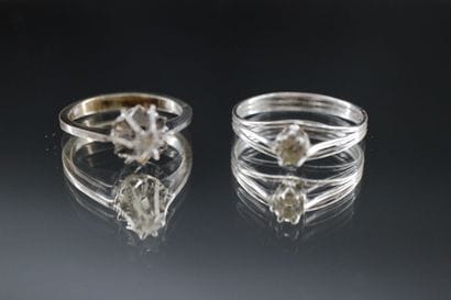 Set of 2 rings in 18k white gold set with...