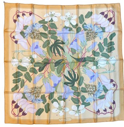 HERMES Paris - Silk square with orange background...