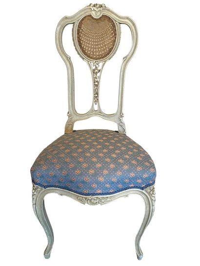 Suite of 4 openwork violin-back chairs in...