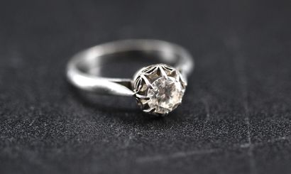 Solitaire ring in platinum set with a diamond,...