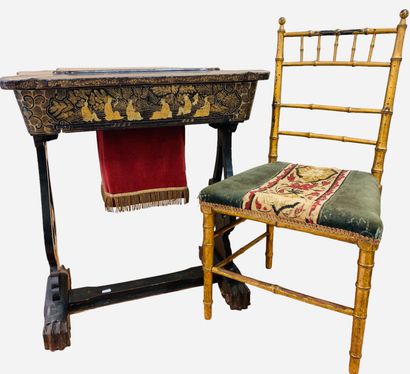 Canton lacquer work table, opening onto a...