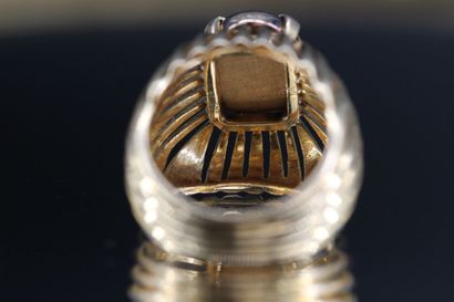 Dome ring in 18k yellow gold, openwork and...
