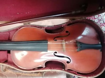 Violin and bow (as is), inside with label...