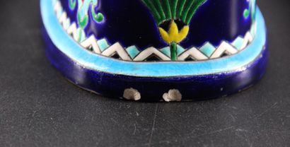 LONGWY - Enamel gourd vase. H 28 cm (accident...