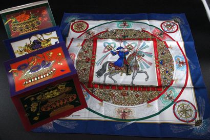 HERMES - Set including a Carré in silk twill...