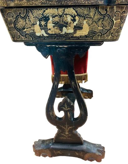 Canton lacquer work table, opening onto a...