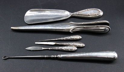 Crystal and silver travel toiletry set including:...
