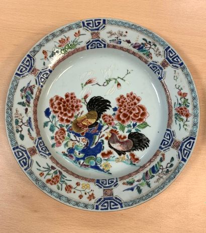 Set of 5 polychrome enamel plates, Compagnie...