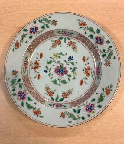 Set of 5 polychrome enamel plates, Compagnie...