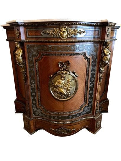 A Boulle veneer and marquetry piece of furniture,...