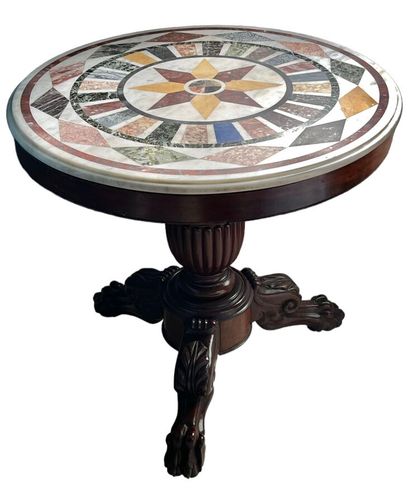 Mahogany and mahogany veneer pedestal table,...