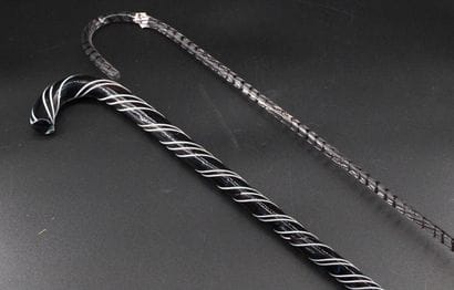 2 glassmaker's canes. L 92 and 62 cm (ac...