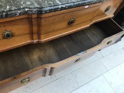 Chest of drawers in natural walnut, opening...