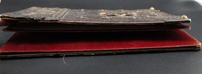Leather document holder stylizing a cherub...