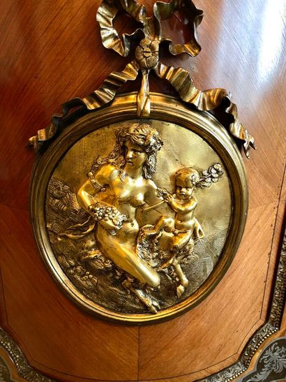 A Boulle veneer and marquetry piece of furniture,...