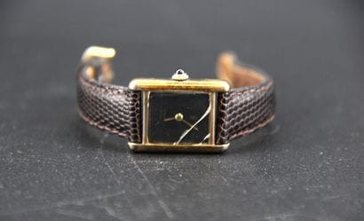 CARTIER - Lady's watch in gold-plated silver....