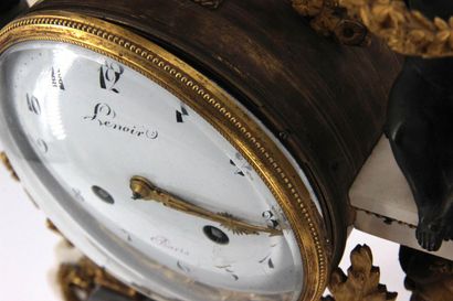 Portico clock in white, grey veined marble...