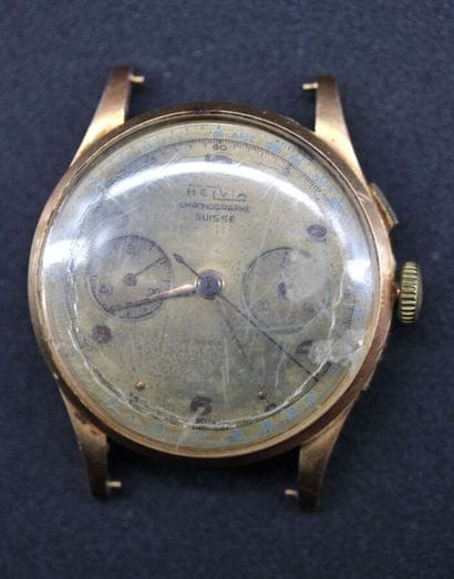 Cadran de montre HELVIA en or jaune 18k....