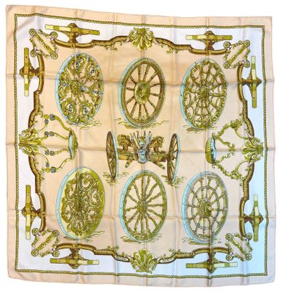 HERMES - Caty silk square with orange background...