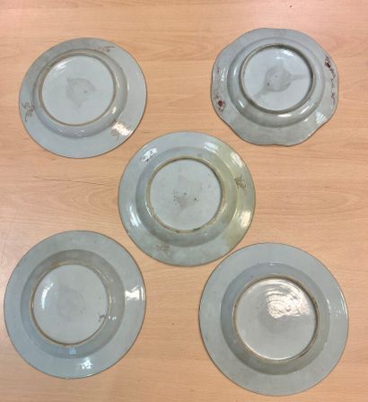 Set of 5 polychrome enamel plates, Compagnie...