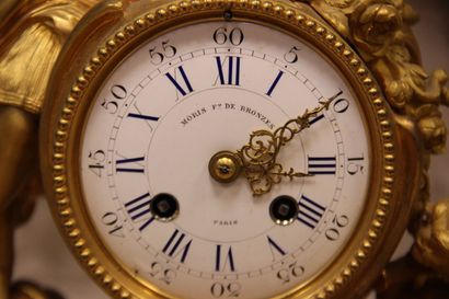 Gilt bronze clock depicting a young woman...