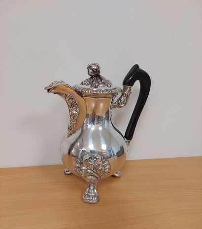 Solid silver tripod coffee pot, hallmarked...