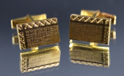 Pierre BALMAIN- Pair of gilt metal cuffl...