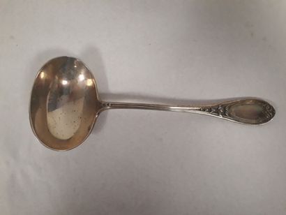 Solid silver oval sauce spoon weight: 80g...