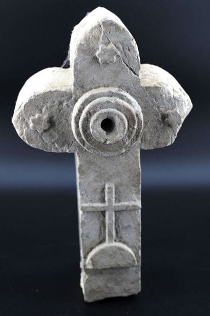 Stone cross. H 30 cm (missing)