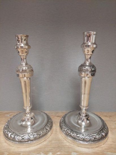 Pair of silver-plated candlesticks from the...