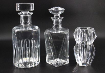 BACCARAT - Cutaway vase and crystal decanter....