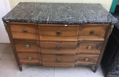 Chest of drawers in natural walnut, opening...