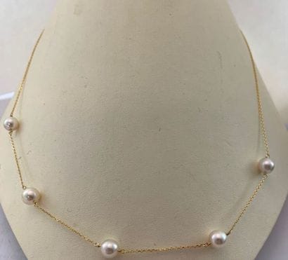 Necklace in 750°/.(18K) round forçat-maille...