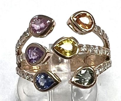 Cocktail ring in 750°/.(18K) pink gold set...
